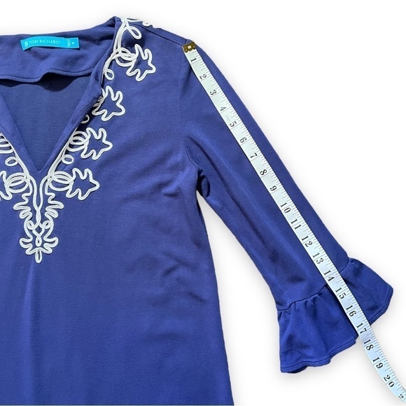 Tori Richards Periwinkle Blue Embroidered Shift Dress sz S - Picture 9 of 11